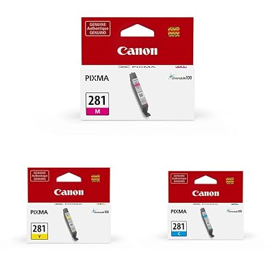 Canon CLI-281 Magenta Ink Tank Compatible to TR8520, TR7520, TS9120 Series,TS8120 Series, TS6120 Series, TS9521C, TS9520, TS8220 Series, TS6220 Series CLI-281 Yellow CLI-281 Cyan