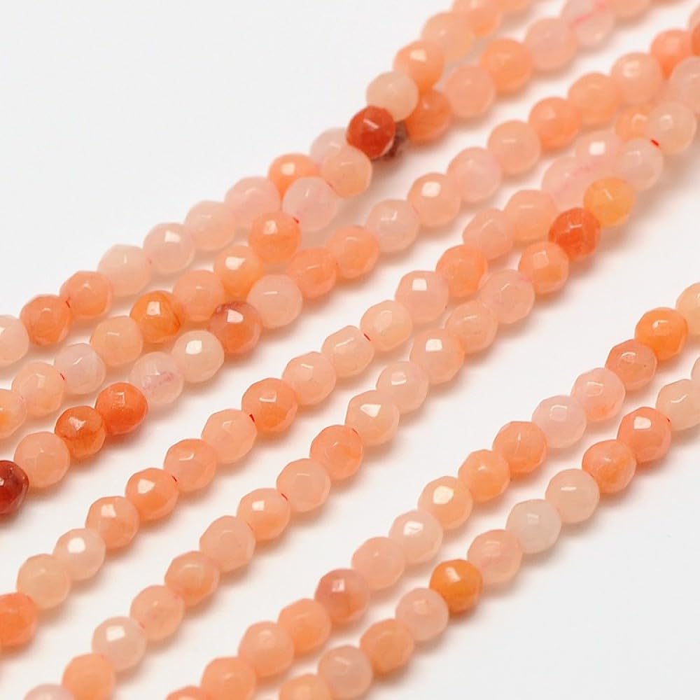Airssory 120 Pcs 3mm Natural Pink Aventurinee Beads Strands Faceted Round Small Loose Crystal Gemstone Bead Spacer for DIY Jewelry Making Bulk