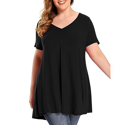 MONNURO Women's V Neck Ruched Casual Plus Size Tunic Nigeria Ubuy