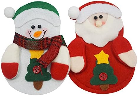 SZsaien 2pcs Kitchen Cutlery Suit Silverware Holders Pockets Knifes Forks Bag Snowman Shaped Christmas Party Decoration Dinner Christmas Bags Knife Fork Christmas Decorations