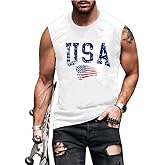 4th of July American Flag Patriotic Tank Top Shirts Mens Air Force Flyover Muscle Sleeveless Graphic Gym Workout Shirt