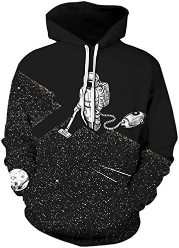 JINBEILE Alien Hoodie Men Galaxy Sweatshirts 3D Print Space Astronaut Milk Pattern Hoodie Plus Size