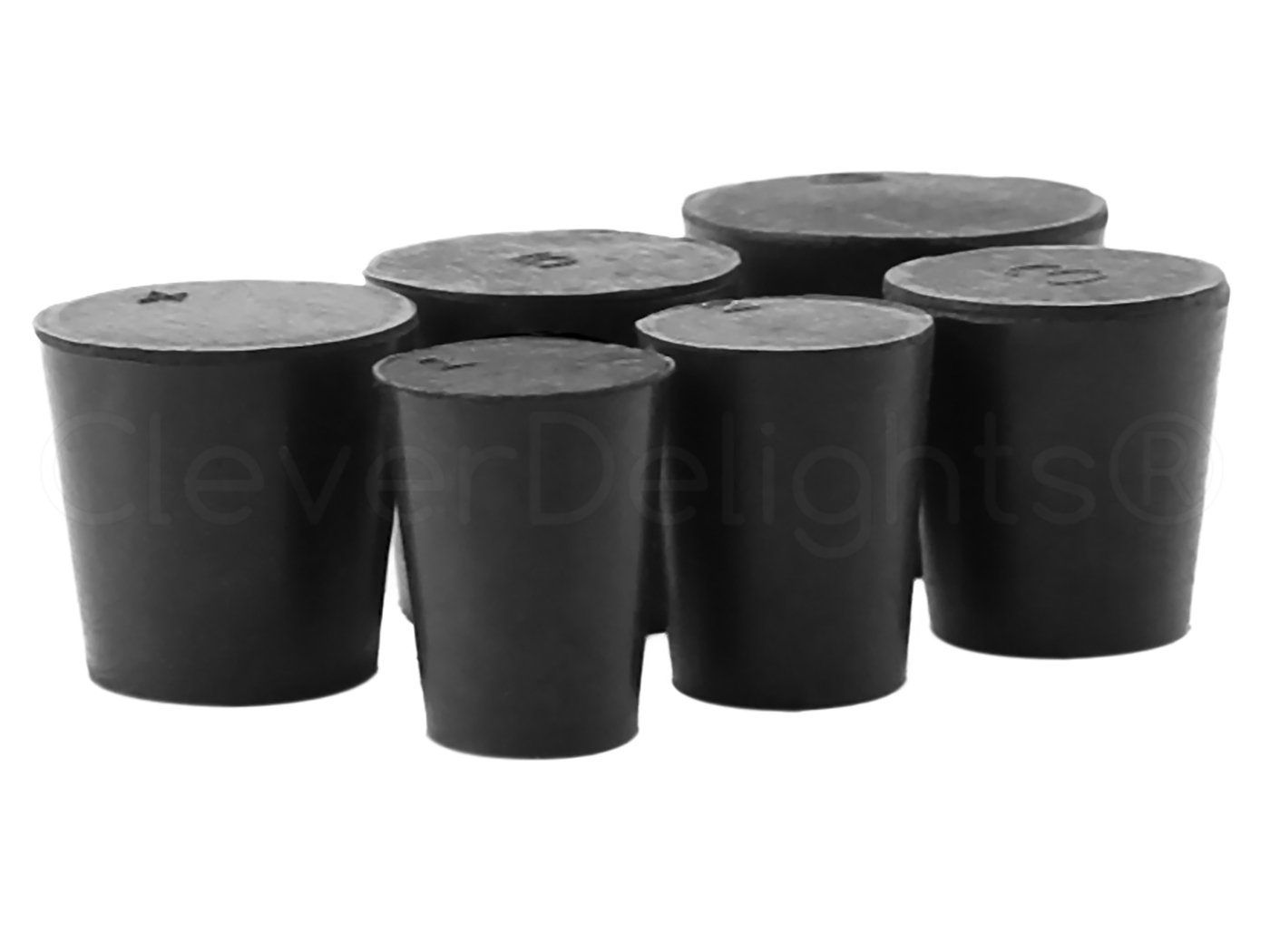 24 Pack CleverDelights Solid Rubber Stoppers Sizes 1 to 6 Mix Pack 4 Each Per Size