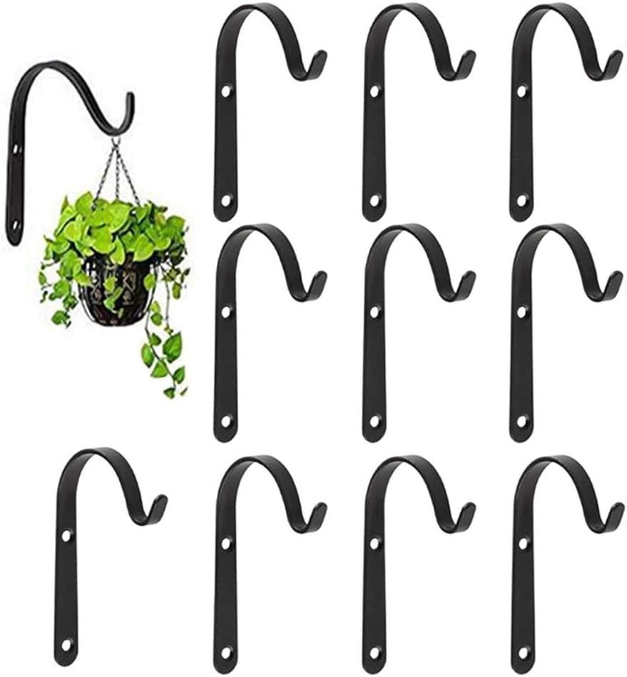 Lifreer Set of 10 Iron Wall Hanging Hooks 2.8x1.6in Garden Plant Lantern