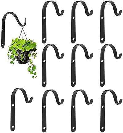 Lifreer Set of 10 Iron Wall Hanging Hooks 2.8x1.6in Garden Plant Lantern