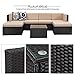 Wisteria Lane Outdoor Furniture Set, 7 PCS Patio Sectioanl Sofa All Weather Wicker Seating with Ottoman and Table, Black