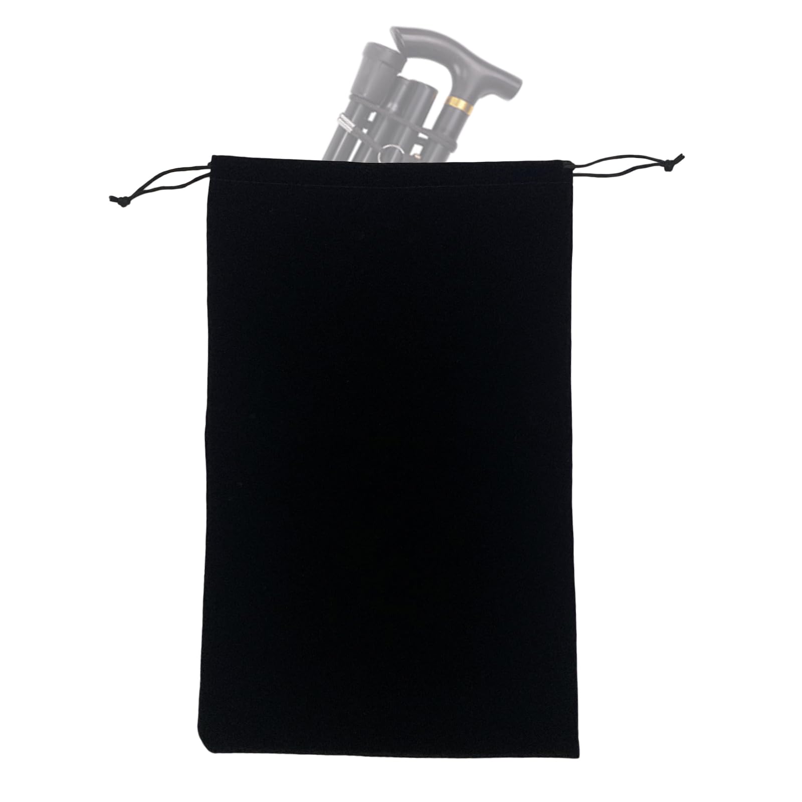 Folding Cane Storage Bag, Flannel Walking Sticks Protective Pouch Travel Organizer Case for Elderly Disabled, 15"L (Not Include Cane) (Black)