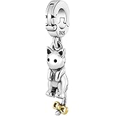 Dangling 3D Cat Kitten Clip On Open Clasp Pendant 925 Sterling Silver Charm For Pandora & Other Link Charm Bracelets/Necklaces