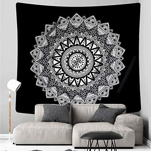 Ucio Mandala Tapestry, Black and White Tapestry Wall Hanging for