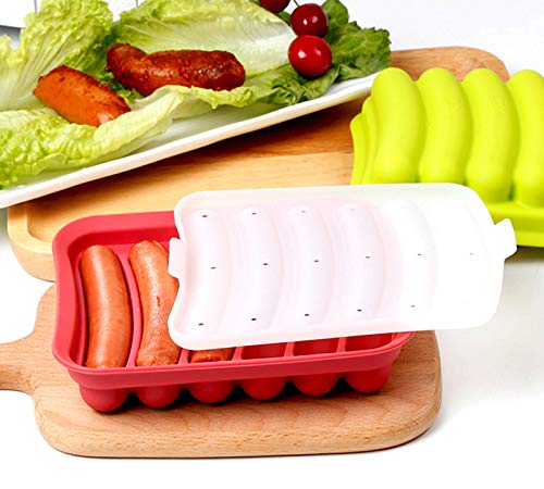 Non-Stick Silicone Sausage Mold for Homemade Hot Dogs, DIY Hot Dogs, FDA Approved and BPA Free, Hot Dog Mold for Oven and Microwave (Red, 6-Cavity) - Thumbnail 6
