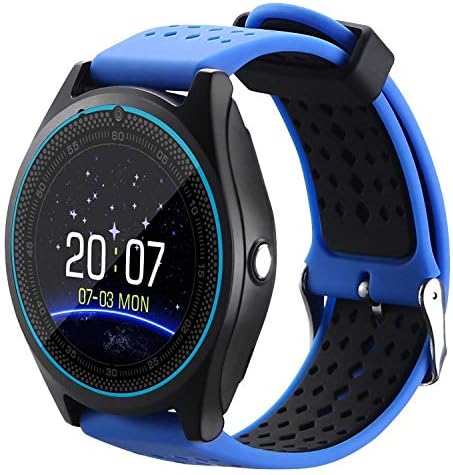 Y2H Smartwatch V9 Smartwatch with Bluetooth/Camera TF/SIM Card Slot for Android and iPhone Smartphones for Unisex(Blue)