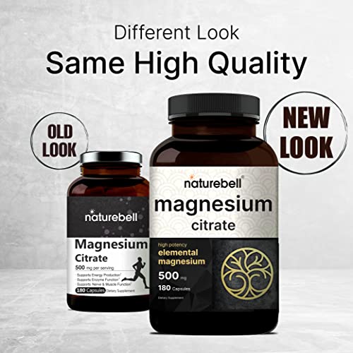 Magnesium Citrate 500mg, 180 Capsules, 2 Months Supply 500mg of