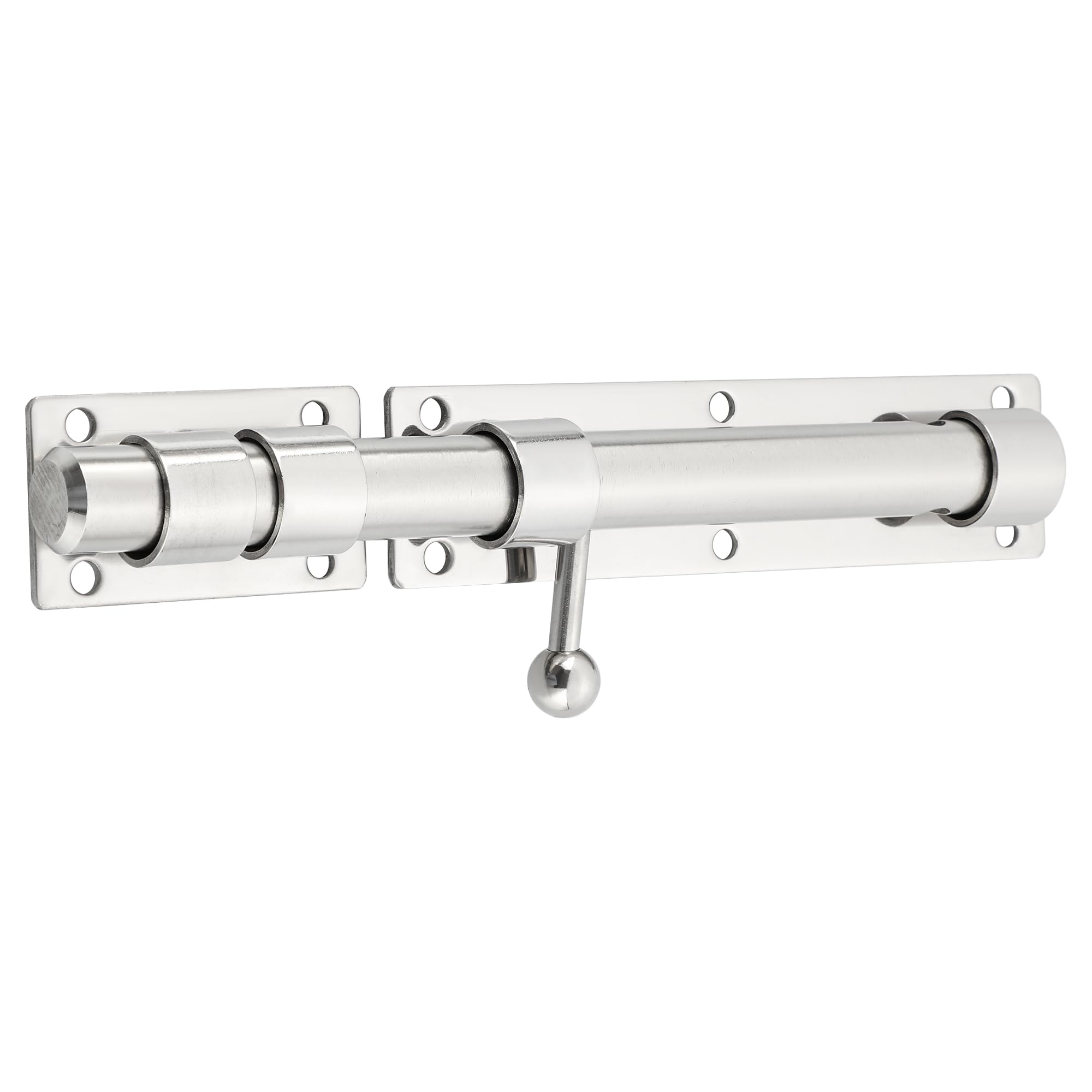 Sayayo Heavy Duty Slide Gate Latch Bolt Safety Door Lock with Padlock Hole 230MM Length, 5/7Inch Dia Bar, SUS304 Stainless Steel Brushed Nickel Finish(Not Include Padlock), EMS9200-LS