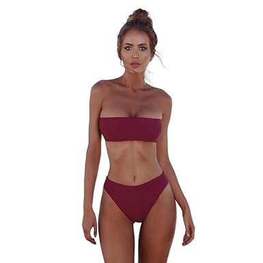 URSING_Damen Bandeau Bikini Set Push-Up Brasilianisch Zweiteiliger Badeanzug Sport Bademode Beachwear Swimsuit Badebekleidung