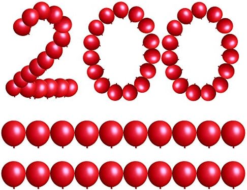 Ecparty 12 Inches Latex Balloons for Party Supplies - Pack of 200 pieces (Hot Red)