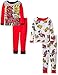 DinoTrux Boys' Toddler Boys' 4-Piece Cotton Pajama Set with Dino, Red/Grey, 4T