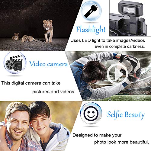 Digital Camera,Vlogging Camera for YouTube 2.7K 24.0MP Ultra HD WiFi Camera 3.0 Inch 180 Degree Rotation Flip Screen (Black)