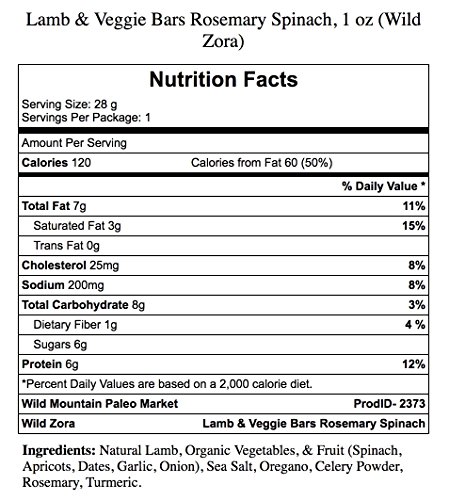 Wild Zora Mediterranean  All Natural Lamb & Organic Veggie Bars (12 Pack) - AIP-friendly, No Nightsh - //coolthings.us