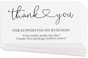 Vagocom 200Pcs Thank You for Supporting My Business Cards,2 x 3.5 Inches / 9 x 5 cm Small Bulk Customer Appreciation Card for