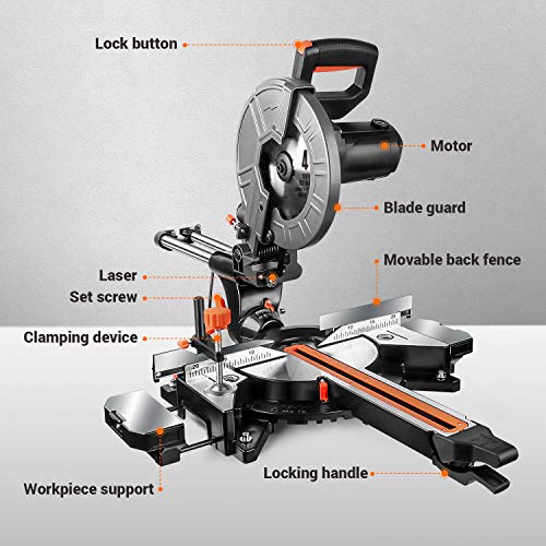 Compound Miter Saw, TACKLIFE 10Inch Sliding Miter Saw, with Double