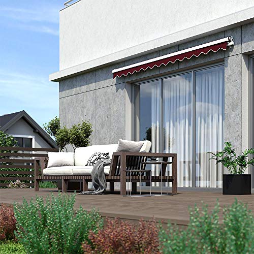 paramondo Gelenkarmmarkise Basic Balkonmarkise Sichtschutz für Terrasse, 250 x 150 cm (Breite x Ausfall), Weinrot Uni – Bild 4