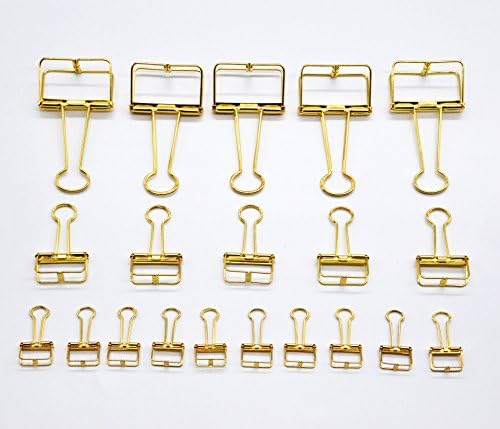 Wire Binder Clips, W Fashion shop Metal Long Tail Clip Office Supplies ，Gold （Set of 20）