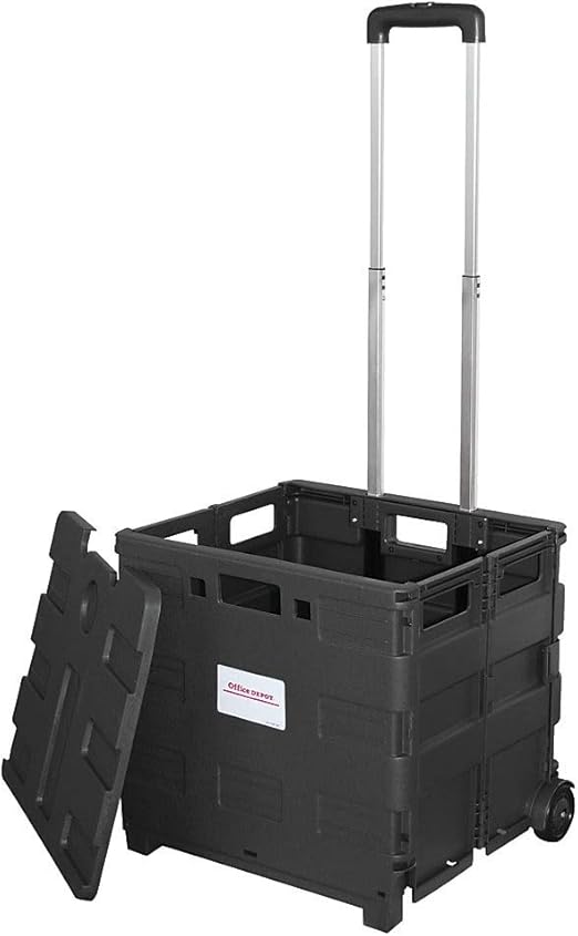 Amazon Com Office Depot Mobile Folding Cart With Lid 16in H X