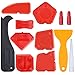 Hestya 12 Pieces Caulking Tool Kit Silicone Sealant Finishing Tool Grout Scraper Caulk Remover and Caulk Nozzle and Caulk Caps (Red)