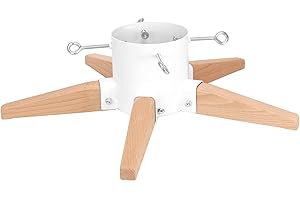 HarcoHome Christmas Tree Stand for Live Tree 8.5ft, Star Design Metal and Beech Hardwood Christmas Tree Holder with Spike for Fresh Tree, Christmas Tree Base Stand for Real Tree (White)