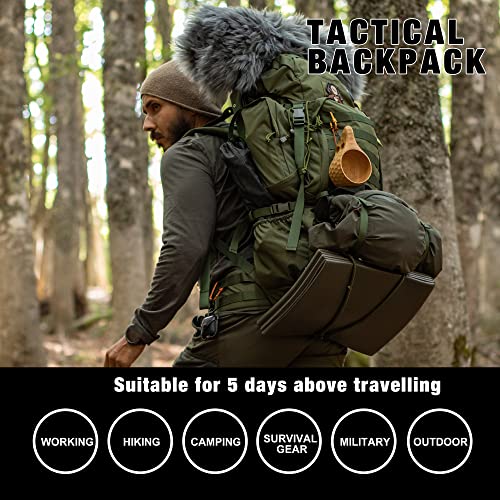 Mardingtop 60L Molle Hiking Internal Frame Backpacks with Rain Cover