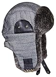 N'Ice Caps Big and Little Boys Tweed Trapper Winter Hat with Faux Fur Lining