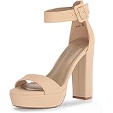 DREAM PAIRS Women's Platform Heel Sandals, Open Toe Ankle Strap Heel Fashion Wedding Party Dress Sandals Shoes