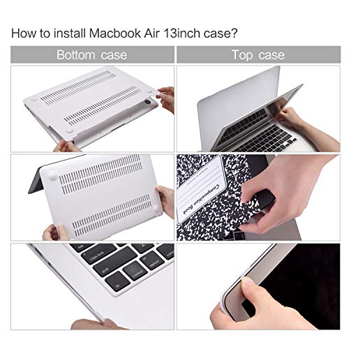 MacBook Air 13 Inch Case, TeenGrow Rubber Coated Plastic Hard Case Shell with Keyboard Cover & Screen Protector Only Compatible MacBook Air 13" (Model: A1369/A1466), Black Notebook