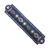Sparkling Collectibles Indigo Blue Mezuzah Case Enamaled with Swarovski Crystals and Gift Box Presentation