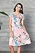 HOTAPEI Women's Casual Short Sleeve A-line Loose T-Shirt Dresses Floral Midi Dress Pink Large