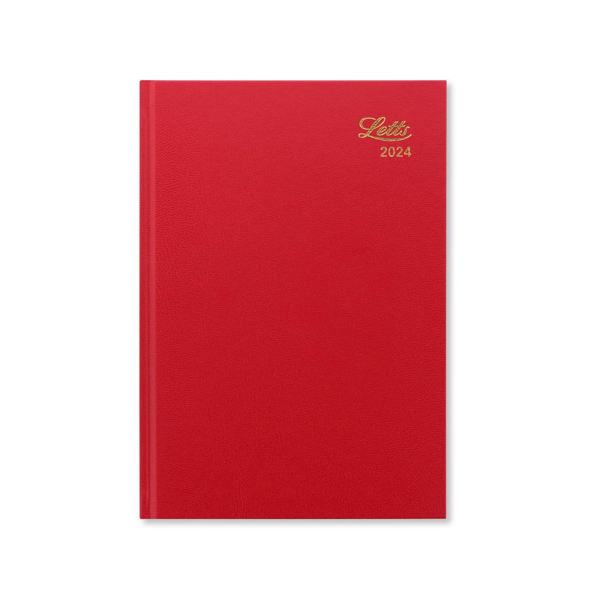 Letts Standard A5 day to a page 2024 diary - red