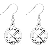 Field Hockey Earrings – Silver Dangle Field Hockey Stick Earrings – Cute Field Hockey Jewelry Gift for Players, Teams, and Coaches