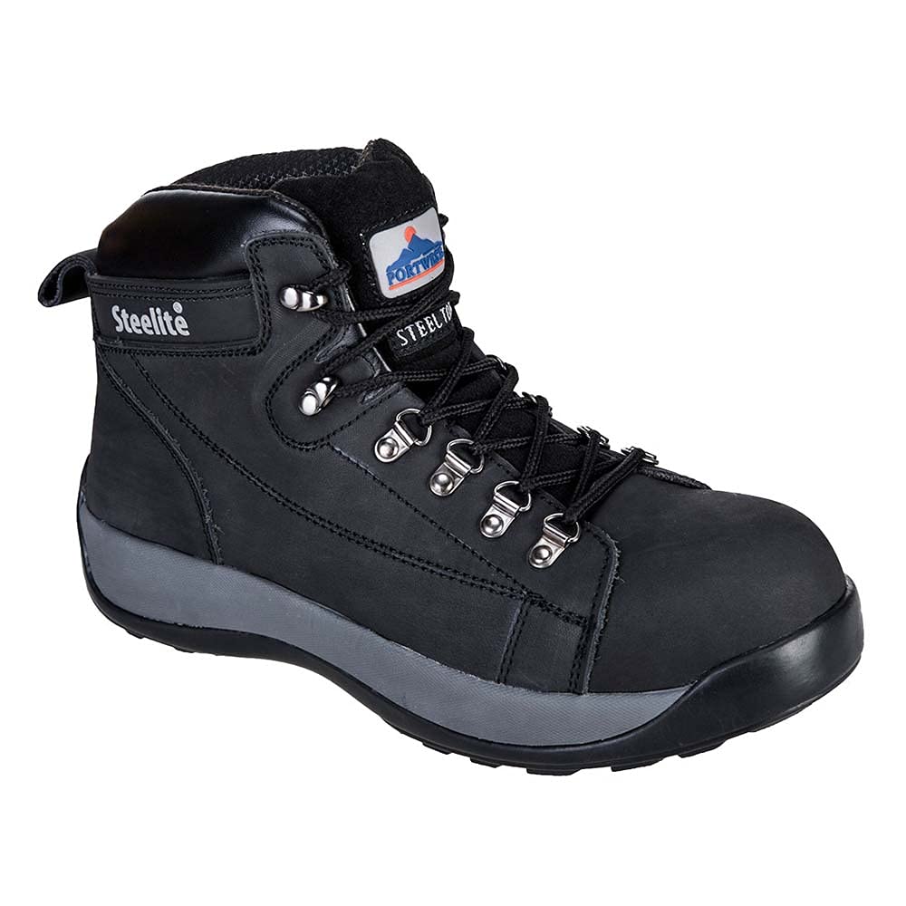 Portwest Steelite Mid Cut Nubuck Boot SB HRO, Size: 41, Colour: Black, FW31BKR41