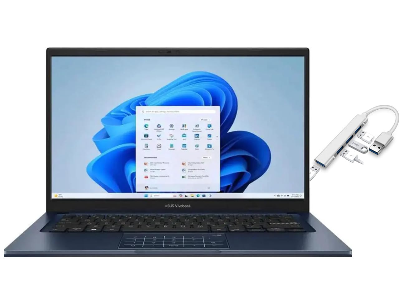 ASUS Vivobook 14" FHD Laptop |Intel Core i5-1334U| Intel UHD Graphics |Webcam |Bluetooth|Blue| 12GB RAM | 256GB SSD |Windows 11 Home |Bundle with USB 3.0 Hub