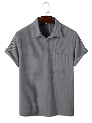 ZAFUL Men Henley Shirt Solid Color Texture Button