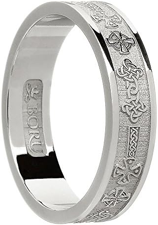 Women's Sterling Silver Celtic Cross Wedding Band Ring