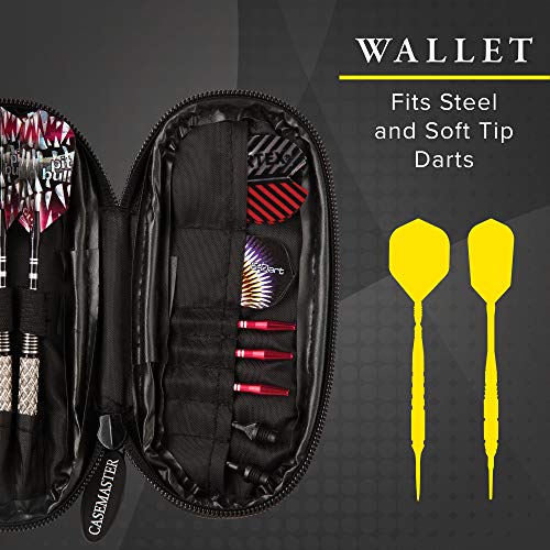 Casemaster Wallet Ultra Slim Nylon Dart Case with Space for 3 Steel Tip or Soft Tip Darts, and Space for Additional Flights Shafts and Tips in Built-in Pockets - Thumbnail 5
