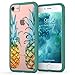 True Color Case Compatible with iPhone 7 Case, iPhone 8 Pineapple Case, Tropical Watercolor Pineapples Printed on Clear Hybrid Cover Hard + Soft Slim Durable Protective TPU Bumper Cover - Teal