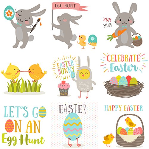 120pcs Easter Tattoos Temporary Easter Bunny Rabbit Tattoos for Easter Eggs Hunts - Thumbnail 3