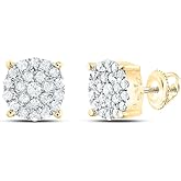 10Kt Yellow or White Gold 1/2 Ctw Natural Diamond Round Stud Earring