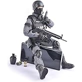 Lmzauet 12 inch Military Soldiers Realistic Special Forces Army Man Action Figures Play Set with Accessories Collection (NB05- Flying Tigers Team)