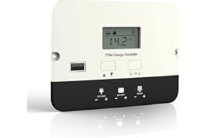 HQST PWM Solar Charge Controller,20A Flush Mount Solar Panel Battery Intelligent Regulator Auto 12/24V LCD Display with USB Port,17 Load Controller Modes for AGM, Gel, Flooded,Lithium Batteries