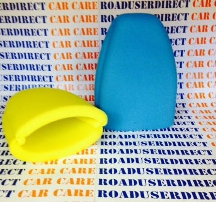 Roaduserdirect Car Care 2 x Foam Finger Wax / Polish Applicators (1 Yellow & 1 Blue)