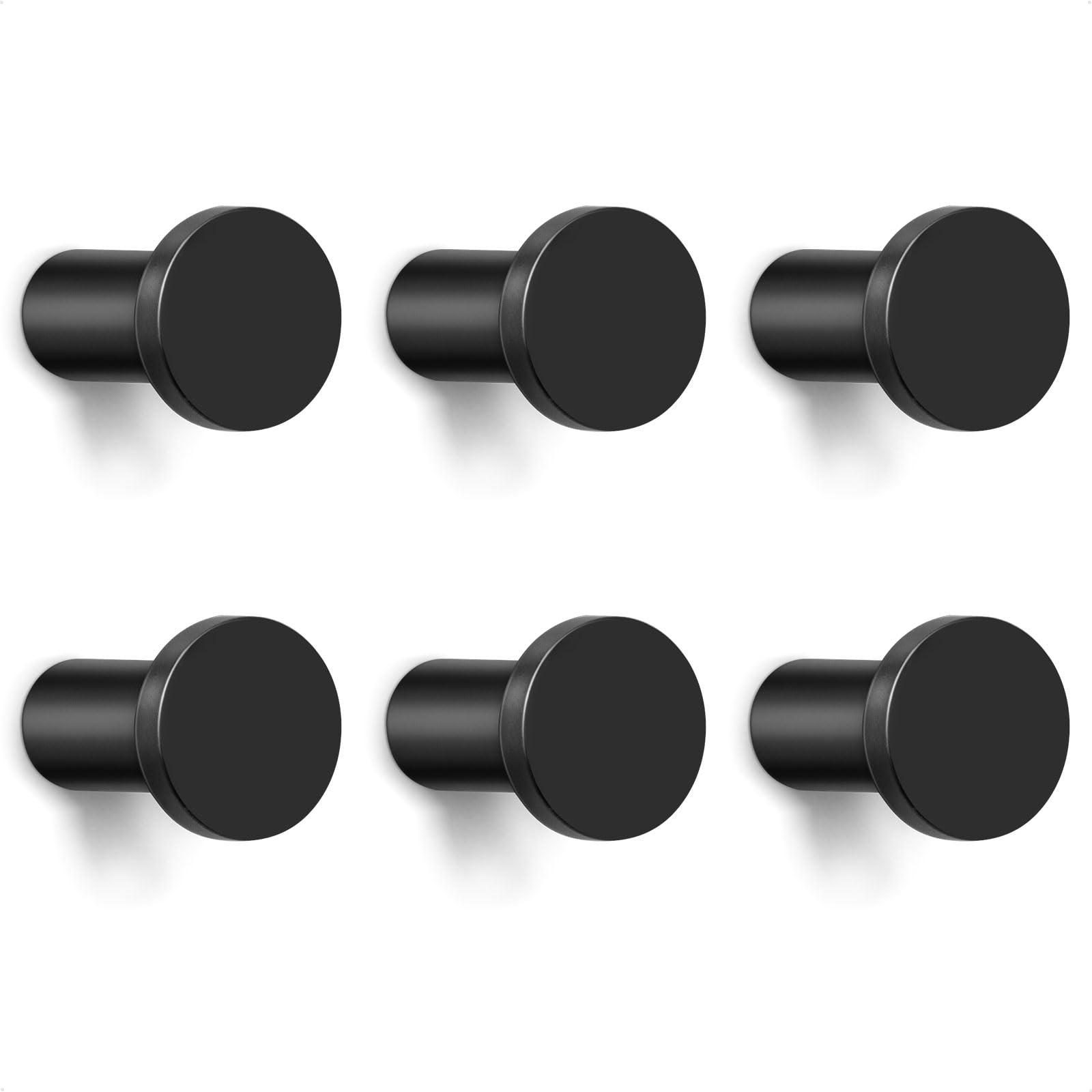 GUWINA Round Metal Coat Hooks Wall Mounted Heavy Duty for Hanging, Single Individual Modern Tea Towel Hooks for Bathrooms Door Hallway, Hanging Hooks for Robe Hat Dressing Gown Clothes (Black)