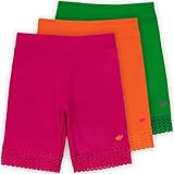 Lucky & Me Jada Little Girls Bike Shorts, Tagless, Soft Cotton, Lace Trim, Underwear, Happy 3 Pack, 4/5